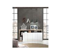 Buffet MAESTRO Panneau de particules Effet Bois Vintage et Laqué 4 portes L 184 P