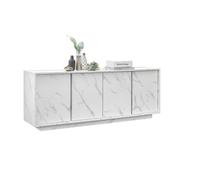 Buffet - Marbre blanc - Style chic - 4 portes - MARMO - L 180 x P 43 x H 70 cm