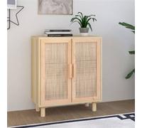 vidaXL Buffet Marron 60x30x70 cm Bois de pin massif et rotin naturel 345632