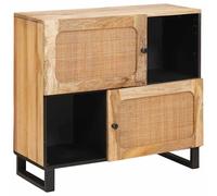 Buffet en bois de mangue massif - vidaXL - 80x33,5x75 cm - Marron - Modèle 4018071 - 2 portes à charnières