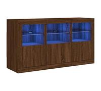 Buffet marron aspect chêne avec éclairage | Ensemble de meubles de salon | Meuble TV moderne avec espace de rangement | Rangement élégant pour salon | 123 x 37 x 67 cm