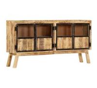 Buffet Marron et noir 160x30x80 cm Bois de manguier solide brut Brun G