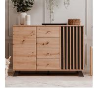 Buffet - MEDAN 01B - Chêne artisan / Anthracite - 2 portes, 4 tiroirs - 118 x 85 x 40 cm