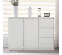Buffet MERAX avec 3 tiroirs, 2 portes et étagère réglable, commode avec beaucoup d'espace de rangement, bahut, armoire à chaussures, largeur 120cm