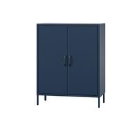 Jan Nowak Buffet Métal, Armoire de Rangement 2 Portes - VITO 2 Étagères Réglables, Fermeture Magnétique Silencieuse Meubles de Salon, Style Industriel 80 x 101,5 x 40 cm Bleu Foncé