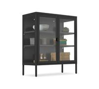 Buffet - TECTAKE - Vitrine métallique BAKER avec portes vitrées et fermeture magnétique, 80 x 37 x 90,5 cm - Noir
