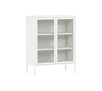Buffet métallique avec portes vitrées Fauske acier verre trempé 102 x 80 x 40 cm blanc [en.casa]