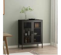 [en.casa] Buffet Métallique Commode Industriel pour Salon Salle à Manger Cuisine Meuble de Rangement Design avec Portes et Étagères Acier 102 x 80 x 40 cm Noir