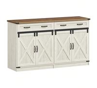 Buffet, Meuble Cuisine à 1 Tiroir, Meuble de Rangement à 2 Portes, Étagères Réglables, Style Cottage, Cuisine, Salon, 40 x 140 x 80 cm, Marron Rustique et Blanc À propos de cet article[Rangement polyv