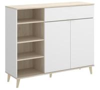 Buffet Meuble de cuisine coloris blanc/naturel - Longueur 119 x Profondeur 40 x Hauteur 102 cm