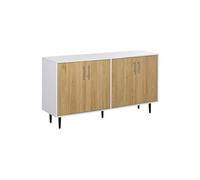 Buffet meuble de rangement 2 placards 2 portes avec étagères réglables blanc chêne clair Beige G
