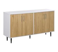 Buffet meuble de rangement 2 placards 2 portes avec étagères réglables blanc chêne clair