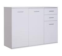 Buffet Meuble De Rangement 2 Tiroirs Coulissants 2 Placards Étagère Réglable Panneaux Particules Blanc Blanc