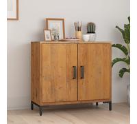 Buffet Meuble de Rangement Armoire Salon Maison Noir Bois de Pin Massif vidaXL