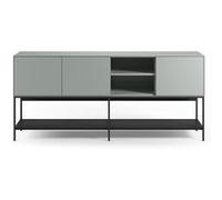PEGANE Buffet, Meuble de Rangement Aspect Bois avec 3 Portes Coloris Vert, Pieds en métal Noir - Longueur 180 x Profondeur 40 x Hauteur 80 cm