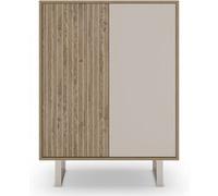 PEGANE Buffet, Meuble de Rangement avec 2 Portes Aspect Bois Coloris chêne, Gris et Pieds en métal - Longueur 90 x Profondeur 40 x Hauteur 120 cm