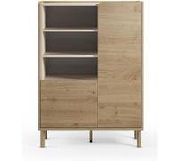 PEGANE Buffet, Meuble de Rangement avec 2 Portes Aspect Bois Coloris chêne - Longueur 90 x Profondeur 40 x Hauteur 125 cm