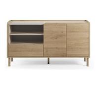 PEGANE Buffet, Meuble de Rangement avec 2 Portes et 1 tiroir Aspect Bois Coloris chêne - Longueur 141 x Profondeur 44 x Hauteur 75,50 cm