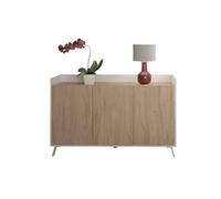 PEGANE Buffet, Meuble de Rangement avec 3 Portes Coloris Blanc, chêne - Hauteur 87 x Longueur 140 x Profondeur 40 cm