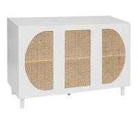 Buffet, meuble de rangement avec 3 portes en bois coloris Blanc, naturel - Longueur 120 x Profondeur 47,5 x Hauteur 85 cm - PEGANE - Blanc