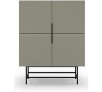 PEGANE Buffet, Meuble de Rangement avec 4 Portes Aspect Bois Coloris Vert, Pieds en métal Noir - Longueur 100 x Profondeur 40 x Hauteur 128 cm