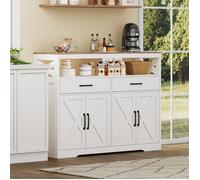 Buffet,meuble de rangement avec tiroir,meuble de cuisine,commode,140 x 40 x 105 cm,pour salon,blanc rustique et marron miel