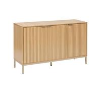 Buffet, meuble de rangement bas en bois coloris beige - Longueur 120 x Profondeur 40 x Hauteur 76 cm