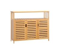 HOMCOM Buffet Meuble de Rangement en Bois Bambou avec 3 Portes et étagères - 100 x 35 x 82 cm