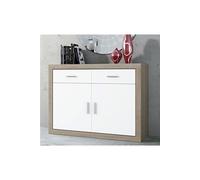 Buffet, meuble de rangement coloris chêne cambrian, blanc - Longueur 120 x profondeur 41,4 x hauteur 90,2 cm