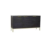 Buffet meuble de rangement en bois de manguier coloris noir/doré - Longueur 145 x Hauteur 77 x Profondeur 43 cm - -