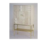 Buffet meuble de rangement en bois de manguier et métal coloris doré - Longueur 91 x Hauteur 152 x Profondeur 44 cm - -