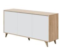 Buffet meuble de rangement en mélamine coloris chêne Canadianblanc artik - Hauteur 75 x Longueur 154 cm x Profondeur 40 cm