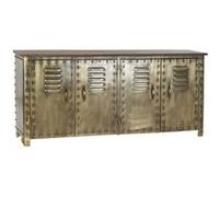 Buffet meuble de rangement en métal coloris doré - Longueur 152 x Hauteur 69 x Profondeur 35 cm - PEGANE - Doré G