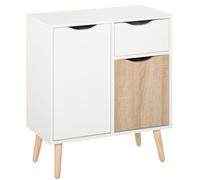 HomCom Meuble de rangement design scandinave, 2 placards, tiroir coulissant, pieds bois massif pin