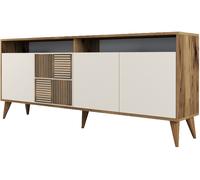 Hanah Home Buffet MILAN 4 portes 180 x 78 x 35 cm Noyer / Crème