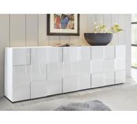 Buffet - MILANO - 4 portes - Blanc laqué brillant - 241 x 42 x 84 cm