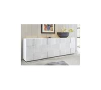Buffet - MILANO - 4 portes - Blanc laqué brillant - 241 x 42 x 84 cm