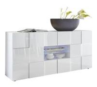 Buffet MILANO - blanc laqué brillant - 2 portes 2 tiroirs - 181 x 43 x 84 cm Blanc G