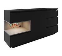 Buffet Minecraft 5 Tiroirs Et Compartiment Ouvert Avec Éclairage Led Effet Carbone Noir TU