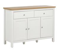 Buffet Minimaliste 2 Tiroirs et 3 Portes MDF Blanc et Bois Clair Atoca