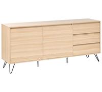 Buffet Minimaliste à 2 Portes et 3 Tiroirs de Rangement Panneau de Particules Marron Clair Cardigan