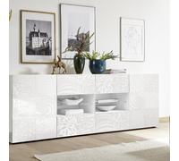 Buffet MIRO 2 portes 4 tiroirs, coloris blanc