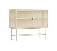 Buffet Moderne 2 Portes 110 cm en métal et Verre écru