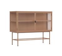 Buffet Moderne 2 Portes 110 cm en métal et Verre Marron