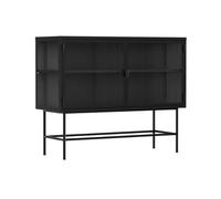 Buffet moderne 2 portes 110 cm en métal et verre noir - Oviala