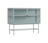 Buffet Moderne 2 Portes 110 cm en métal et Verre Vert Sauge