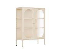 Buffet Moderne 2 Portes 80 cm en métal et Verre écru