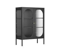 Buffet Moderne 2 Portes 80 cm en métal et Verre Noir