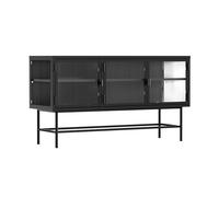 Buffet moderne 3 portes 120 cm en métal et verre noir - Oviala