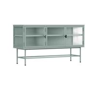 Buffet moderne 3 portes 120 cm en métal et verre vert sauge - Oviala